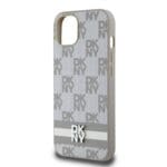 DKNY PU Leather Checkered Pattern and Stripe Beige Kryt iPhone 13