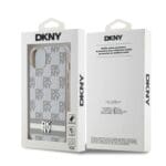 DKNY PU Leather Checkered Pattern and Stripe Beige Kryt iPhone 13