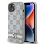 DKNY PU Leather Checkered Pattern and Stripe Beige Kryt iPhone 15