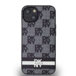 DKNY PU Leather Checkered Pattern and Stripe Black Kryt iPhone 13