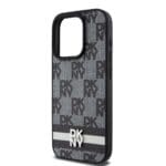 DKNY PU Leather Checkered Pattern and Stripe Black Kryt iPhone 14 Pro