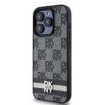 DKNY PU Leather Checkered Pattern and Stripe Black Kryt iPhone 14 Pro Max