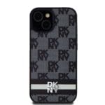 DKNY PU Leather Checkered Pattern and Stripe Black Kryt iPhone 15