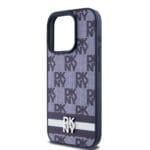 DKNY PU Leather Checkered Pattern and Stripe Blue Kryt iPhone 15 Pro