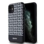 DKNY PU Leather Repeat Pattern Bottom Stripe MagSafe Black Kryt iPhone 11