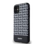 DKNY PU Leather Repeat Pattern Bottom Stripe MagSafe Black Kryt iPhone 11