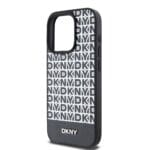 DKNY PU Leather Repeat Pattern Bottom Stripe MagSafe Black Kryt iPhone 12/12 Pro