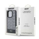 DKNY PU Leather Repeat Pattern Bottom Stripe MagSafe Black Kryt iPhone 12/12 Pro