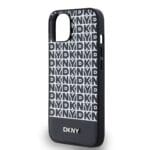 DKNY PU Leather Repeat Pattern Bottom Stripe MagSafe Black Kryt iPhone 14