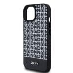 DKNY PU Leather Repeat Pattern Bottom Stripe MagSafe Black Kryt iPhone 15