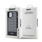 DKNY PU Leather Repeat Pattern Bottom Stripe MagSafe Black Kryt iPhone 15