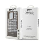 DKNY PU Leather Repeat Pattern Bottom Stripe MagSafe Brown Kryt iPhone 13 Pro Max