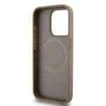 DKNY PU Leather Repeat Pattern Bottom Stripe MagSafe Brown Kryt iPhone 14 Pro