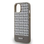 DKNY PU Leather Repeat Pattern Bottom Stripe MagSafe Brown Kryt iPhone 15