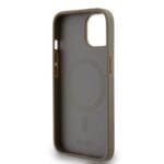 DKNY PU Leather Repeat Pattern Bottom Stripe MagSafe Brown Kryt iPhone 15