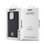 DKNY PU Leather Repeat Pattern Stack Logo MagSafe Black Kryt iPhone 13 Pro Max