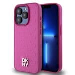 DKNY PU Leather Repeat Pattern Stack Logo MagSafe Pink Kryt iPhone 15 Pro Max