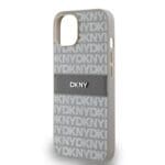 DKNY PU Leather Repeat Pattern Tonal Stripe Beige Kryt iPhone 14