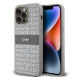 DKNY PU Leather Repeat Pattern Tonal Stripe Beige Kryt iPhone 14 Pro
