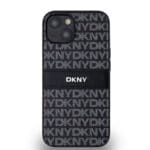 DKNY PU Leather Repeat Pattern Tonal Stripe Black Kryt iPhone 14