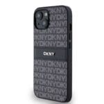 DKNY PU Leather Repeat Pattern Tonal Stripe Black Kryt iPhone 14