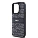 DKNY PU Leather Repeat Pattern Tonal Stripe Black Kryt iPhone 14 Pro
