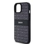 DKNY PU Leather Repeat Pattern Tonal Stripe Black Kryt iPhone 15
