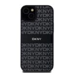 DKNY PU Leather Repeat Pattern Tonal Stripe Black Kryt iPhone 15 Plus