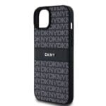 DKNY PU Leather Repeat Pattern Tonal Stripe Black Kryt iPhone 15 Plus