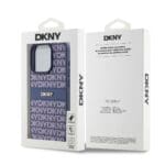 DKNY PU Leather Repeat Pattern Tonal Stripe Blue Kryt iPhone 15 Pro Max