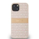 DKNY PU Leather Repeat Pattern Tonal Stripe Pink Kryt iPhone 14