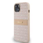 DKNY PU Leather Repeat Pattern Tonal Stripe Pink Kryt iPhone 14