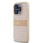 DKNY PU Leather Repeat Pattern Tonal Stripe Pink Kryt iPhone 14 Pro