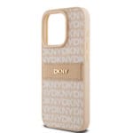 DKNY PU Leather Repeat Pattern Tonal Stripe Pink Kryt iPhone 14 Pro