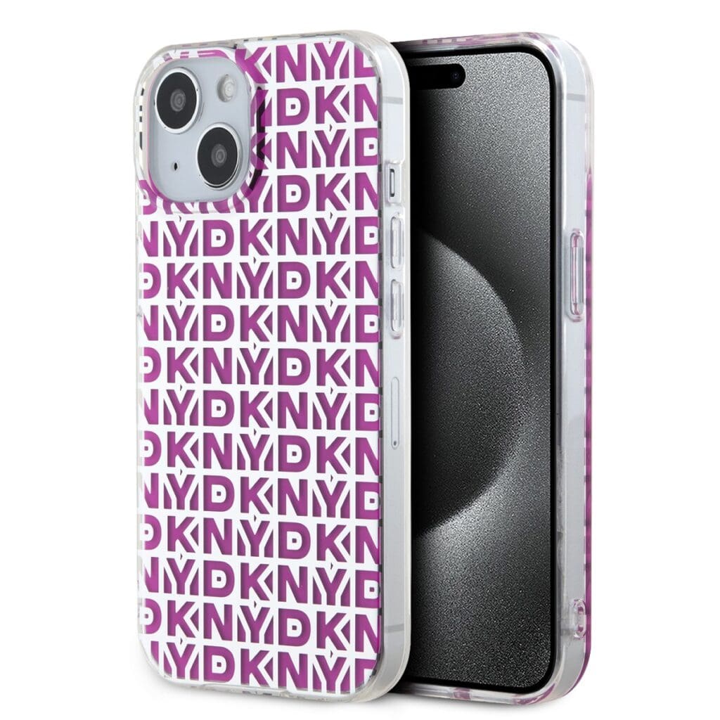 DKNY PC/TPU Repeat Pattern Pink Kryt iPhone 15