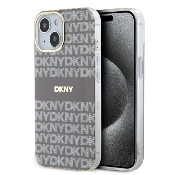 DKNY PC/TPU Repeat Pattern Tonal Stripe MagSafe Beige Kryt iPhone 13