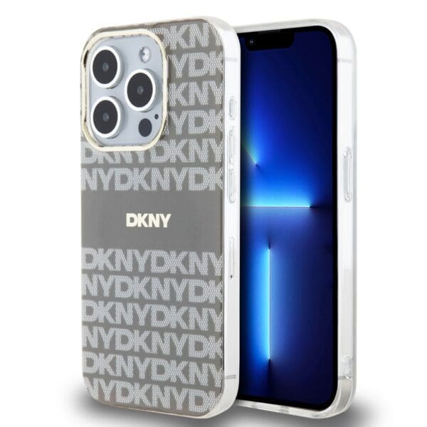 DKNY PC/TPU Repeat Pattern Tonal Stripe MagSafe Beige Kryt iPhone 14 Pro