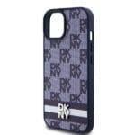 DKNY PU Leather Checkered Pattern and Stripe Blue Kryt iPhone 15