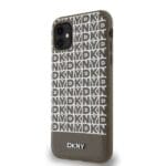 DKNY PU Leather Repeat Pattern Bottom Stripe MagSafe Brown Kryt iPhone 11