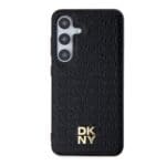 DKNY PU Leather Repeat Pattern Stack Logo MagSafe Black Kryt Samsung Galaxy S24 Plus