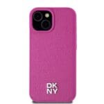 DKNY PU Leather Repeat Pattern Stack Logo MagSafe Pink Kryt iPhone 15