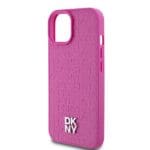 DKNY PU Leather Repeat Pattern Stack Logo MagSafe Pink Kryt iPhone 15