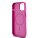 DKNY PU Leather Repeat Pattern Stack Logo MagSafe Pink Kryt iPhone 15