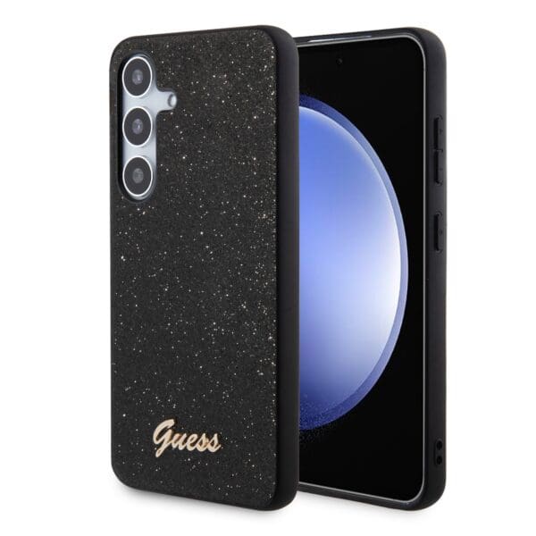 Guess PC/TPU Glitter Flakes Metal Logo Black Kryt Samsung Galaxy S24