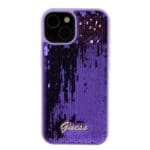 Guess Sequin Script Logo Purple Kryt iPhone 15 Plus