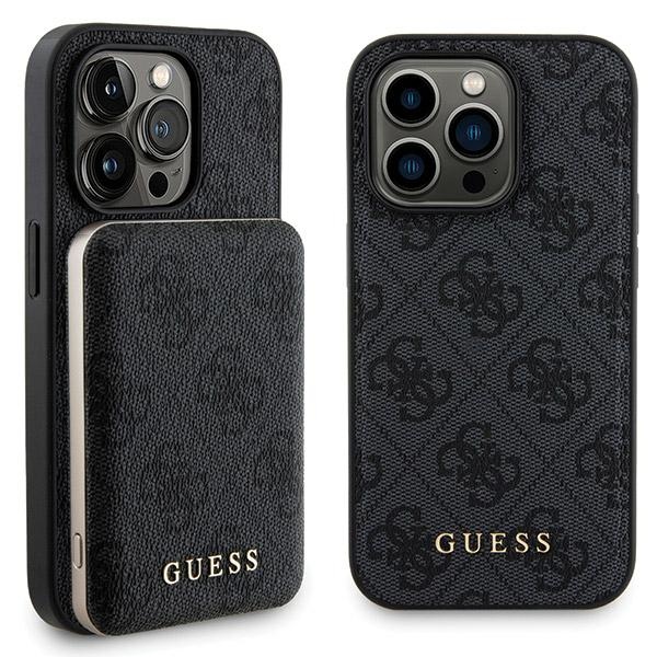 Guess Kit GUBPM5P15X4GEMGK Hardcase + Powerbank 5000mAh MagSafe Black 4G Metal Logo Kryt iPhone 15 Pro Max