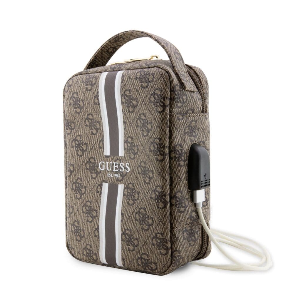 Guess PU 4G Printed Stripes Universal Travel Bag Brown