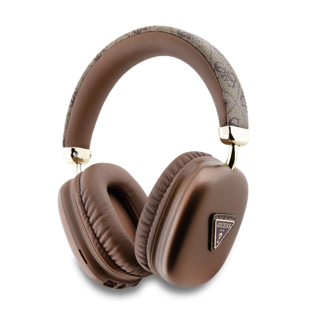 Guess PU Leather 4G Triangle Logo Bluetooth Stereo Headphone Brown