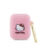 Hello Kitty Liquid Silicone 3D Kitty Head Logo Pink Kryt AirPods 1/2