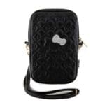 Hello Kitty PU Leather Quilted Pattern Kitty Head Logo Bag Phone Black
